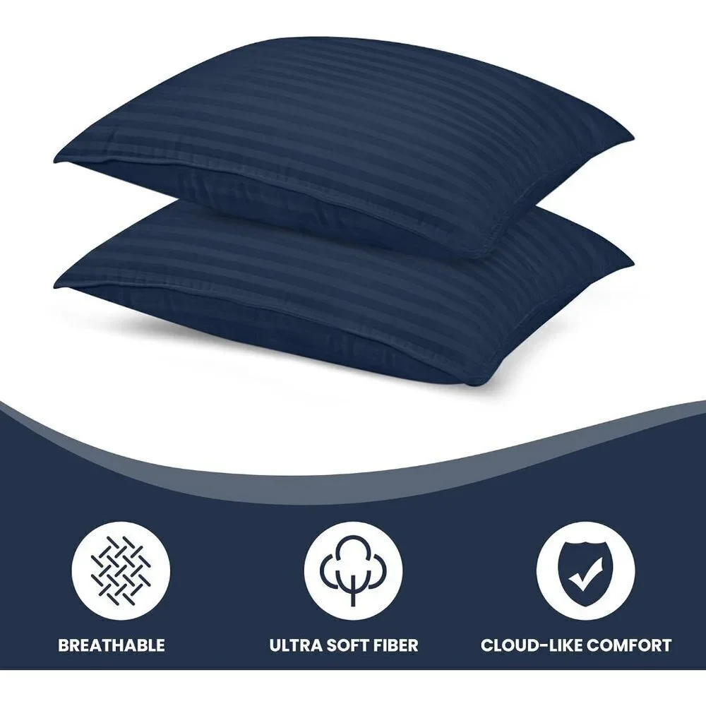 👉 2 Set King Bedding Bed Pillows for Sleeping  (Navy) Cooling Hotel Style